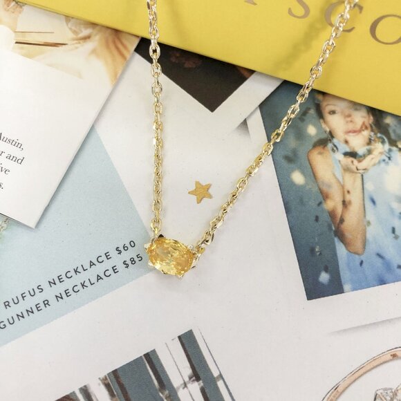 New Cailin Golden Yellow Crystal Necklace Gold - Picture 4 of 4